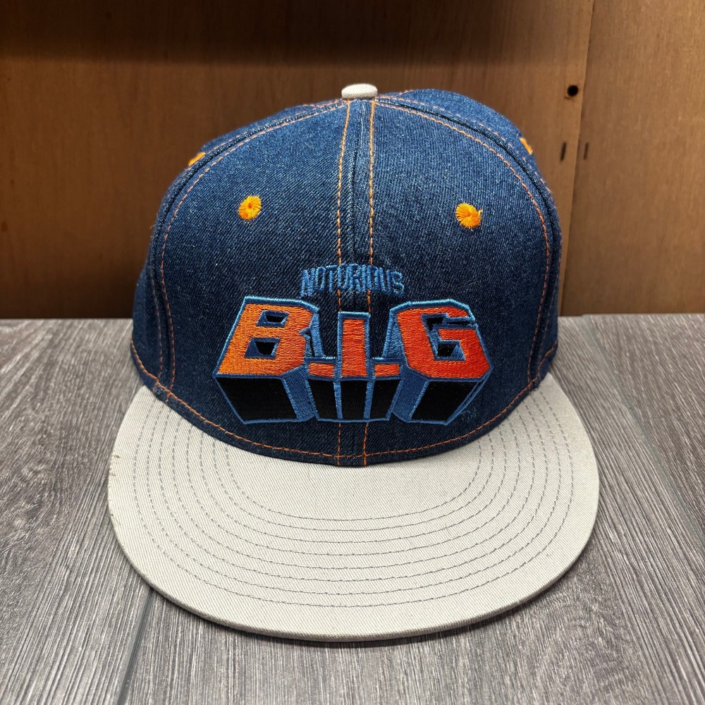 Notorious BIG Brooklyn Mint Denim Snapback Hat Blue Orange Grey Hip Hop Cap